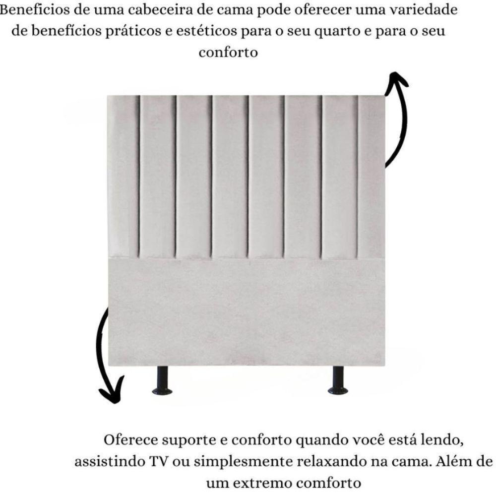 Cabeceira Estofada Cama Solteiro 90 Cm Sophia Carla Suede Cor:cinza Claro - 3