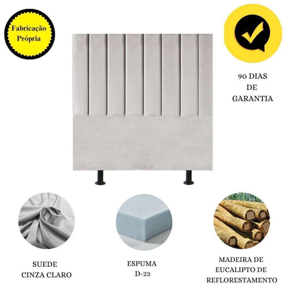 Cabeceira Estofada Cama Solteiro 90 Cm Sophia Carla Suede Cor:cinza Claro - 4