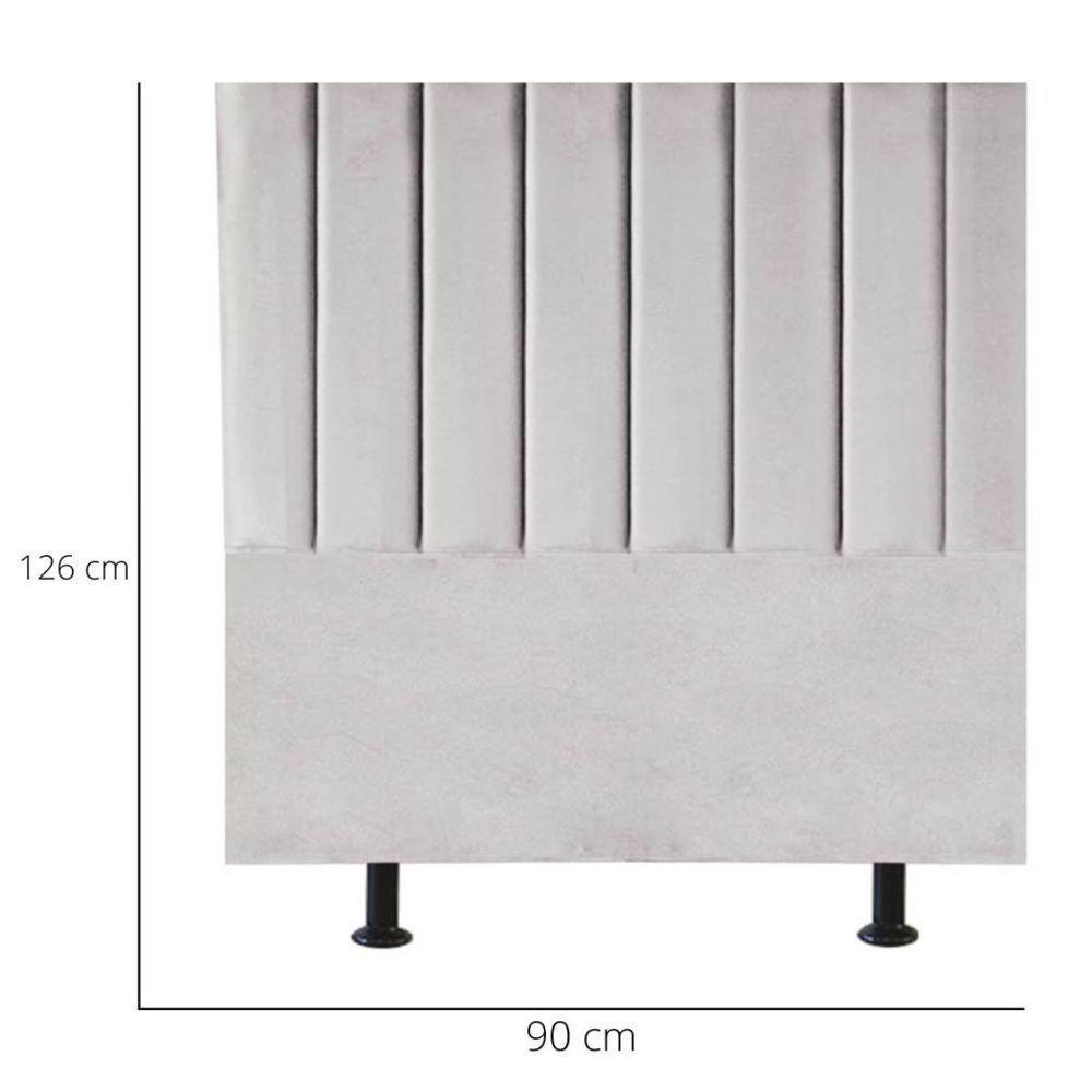 Cabeceira Estofada Cama Solteiro 90 Cm Sophia Carla Suede Cor:cinza Claro - 7