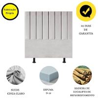 Cabeceira Estofada Cama Solteiro 90 Cm Sophia Carla Suede Cor:cinza Claro