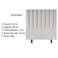 Cabeceira Estofada Cama Solteiro 90 Cm Sophia Carla Suede Cor:cinza Claro - 5
