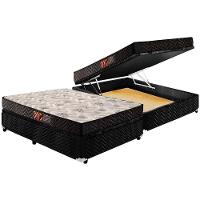 Cama Box Baú Casal: Colchão Espuma Paropas D45 Pasquale + Base CRC Suede Black(138x188) - 1