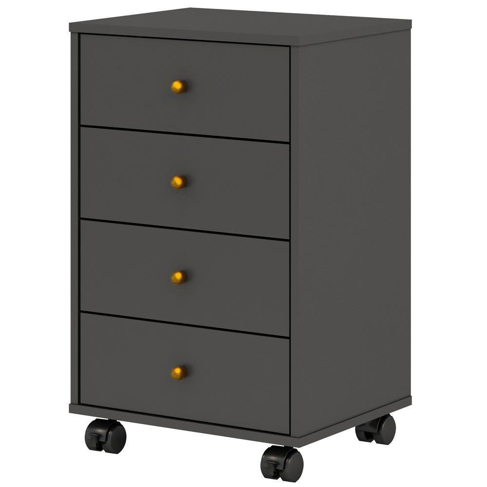 Mesa De Cabeceira 04 Gavetas Presence 9070 Grafite Grafite - 1