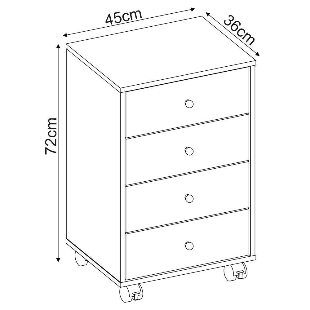 Mesa De Cabeceira 04 Gavetas Presence 9070 Grafite Grafite - 2