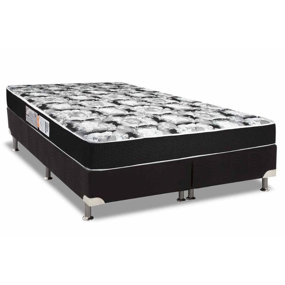 Cama Box Queen: Colchão Espuma D33 Luckspuma Supreme Black Pró Saúde Duplo + Base CRC Suede Black(158x198) - 1