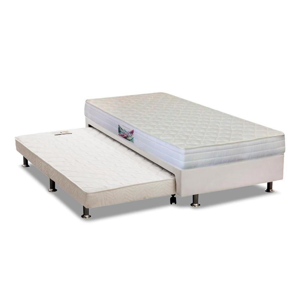 Cama Box c/Auxiliar Solteiro: Colchão Ortopédico Herval  AG65 Frontier + Base CRC Courano Branco(88x188) - 1