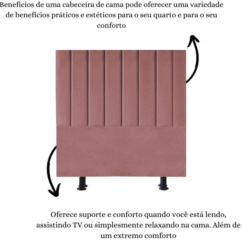 Cabeceira Estofada Cama Solteiro 90 Cm Sophia Carla Suede Cor:rosê - 5