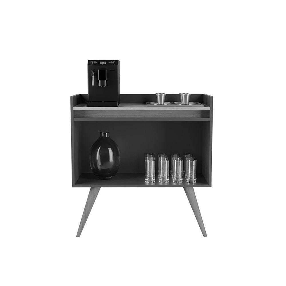 Aparador Gold 2 Portas Com Pés De Madeira Preto/mel - 3