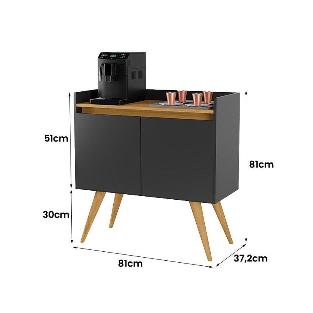 Aparador Gold 2 Portas Com Pés De Madeira Preto/mel - 4