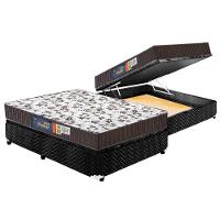Cama Box Baú Casal: Colchão Espuma D33 Polar Pérola + Base CRC Suede Black(138x188) - 1