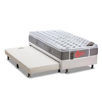 Cama Box c/Auxiliar Solteiro: Colchão Castor Pocket Castor Light Stress Oxygen New + Base CRC Courano Branco(88x188) - 1