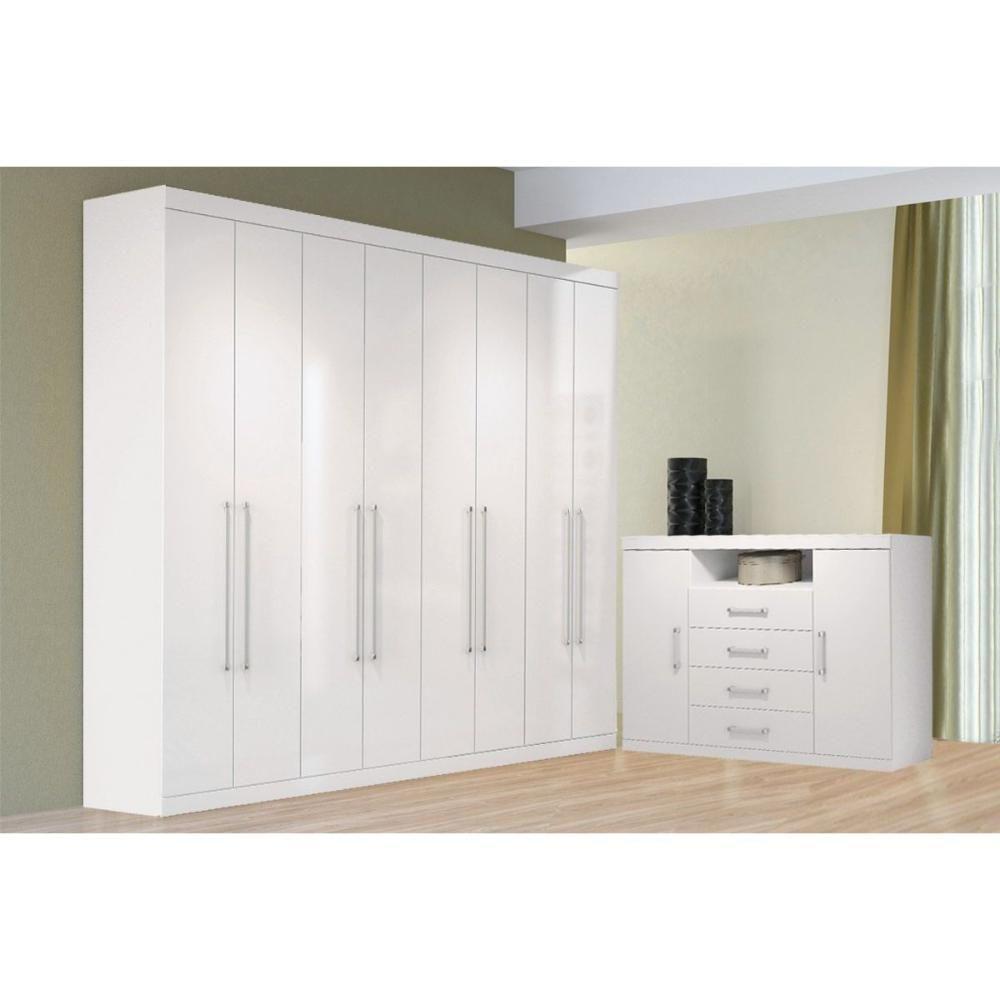 Guarda Roupa Master 8.4 + Cômoda Master 2.4 Branco - Santos Andirá - 1