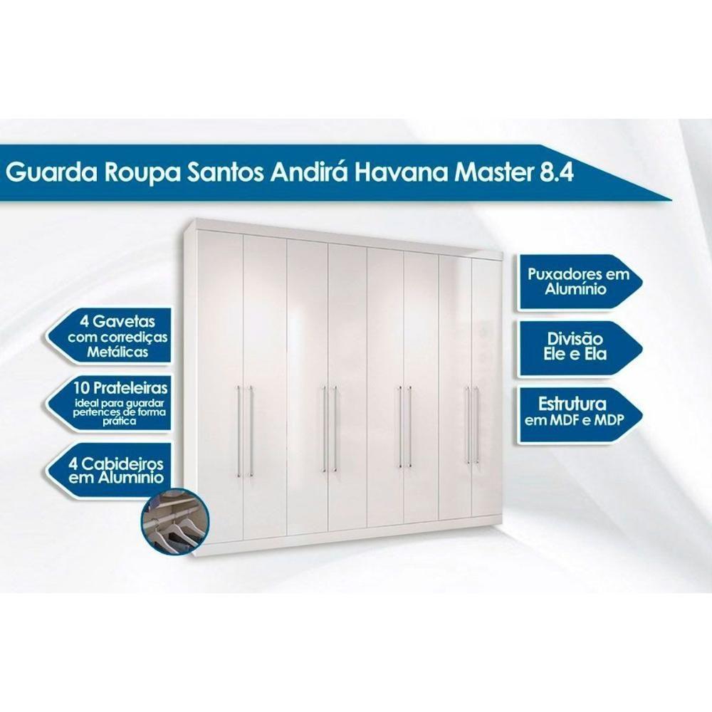 Guarda Roupa Master 8.4 + Cômoda Master 2.4 Branco - Santos Andirá - 5