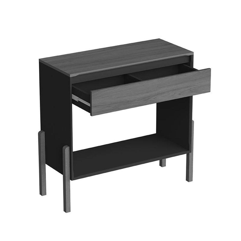 Aparador Sala Libano Com 1 Gaveta E Pés De Madeira Maciça Nature/Off White Nature/Off White - 3