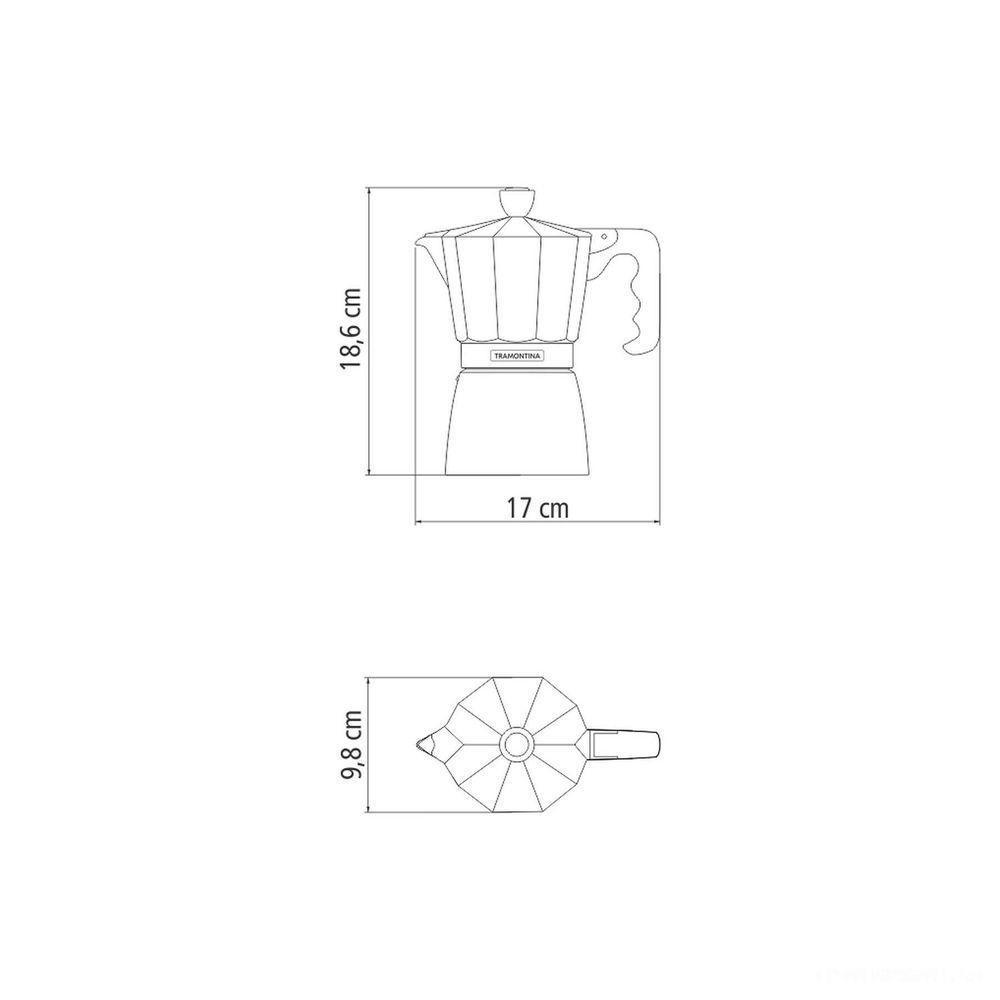 Cafeteira Expresso Italiana Tramontina Em Alumínio Com Cabo Em Nylon 320 Ml Tramontina - 3