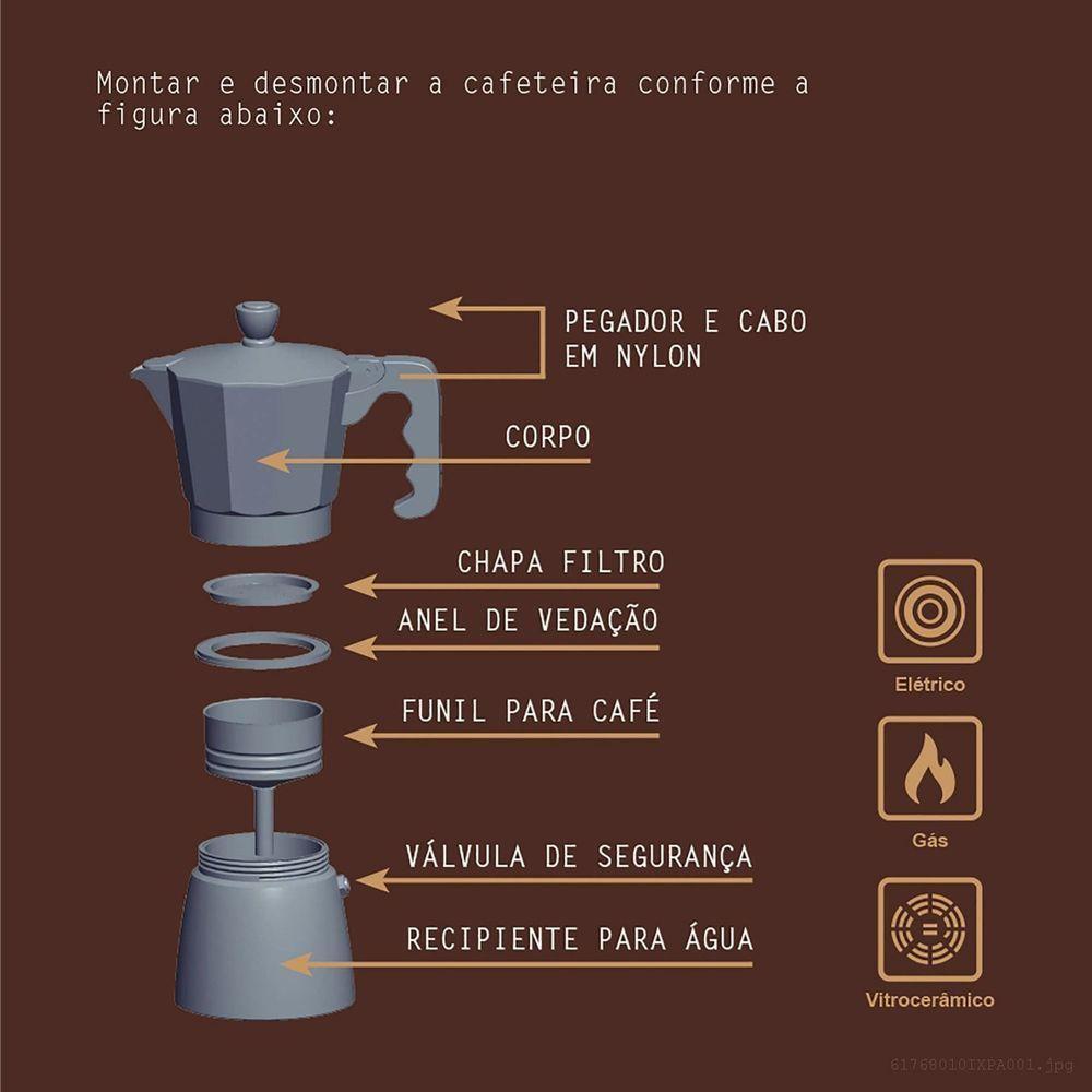 Cafeteira Expresso Italiana Tramontina Em Alumínio Com Cabo Em Nylon 320 Ml Tramontina - 5