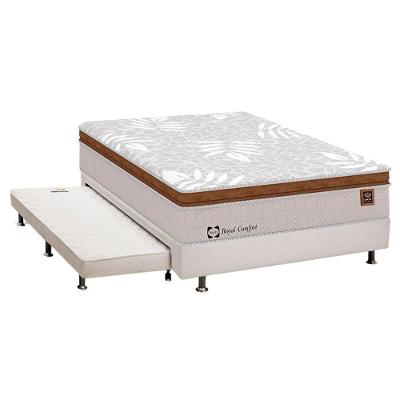 Cama Box c/Auxiliar Casal: Colchão Sealy Posturepedic Royal Comfort Plus + Base CRC Courano Branco(138x188)