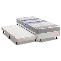 Cama Box c/Auxiliar Solteiro: Colchão Espuma Probel D45 Guarda Costas Gray + Base CRC Courano White(88x188) - 1