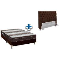 Cama Box Queen CRC + Colchão Ortopédico Ortobom + Cabeceira Imperatriz Suede Marrom Chocolate - 1