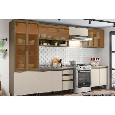 Cozinha Completa Connect 8 Peças (2 Armários + 2 Balcões + 2 Paneleiros + 2 Complementos) C8P08 Duna/Cristal - Henn