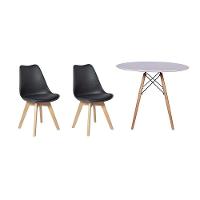 Kit Mesa Jantar Eiffel 90cm Branca + 02 Cadeiras Leda - Preta - 3