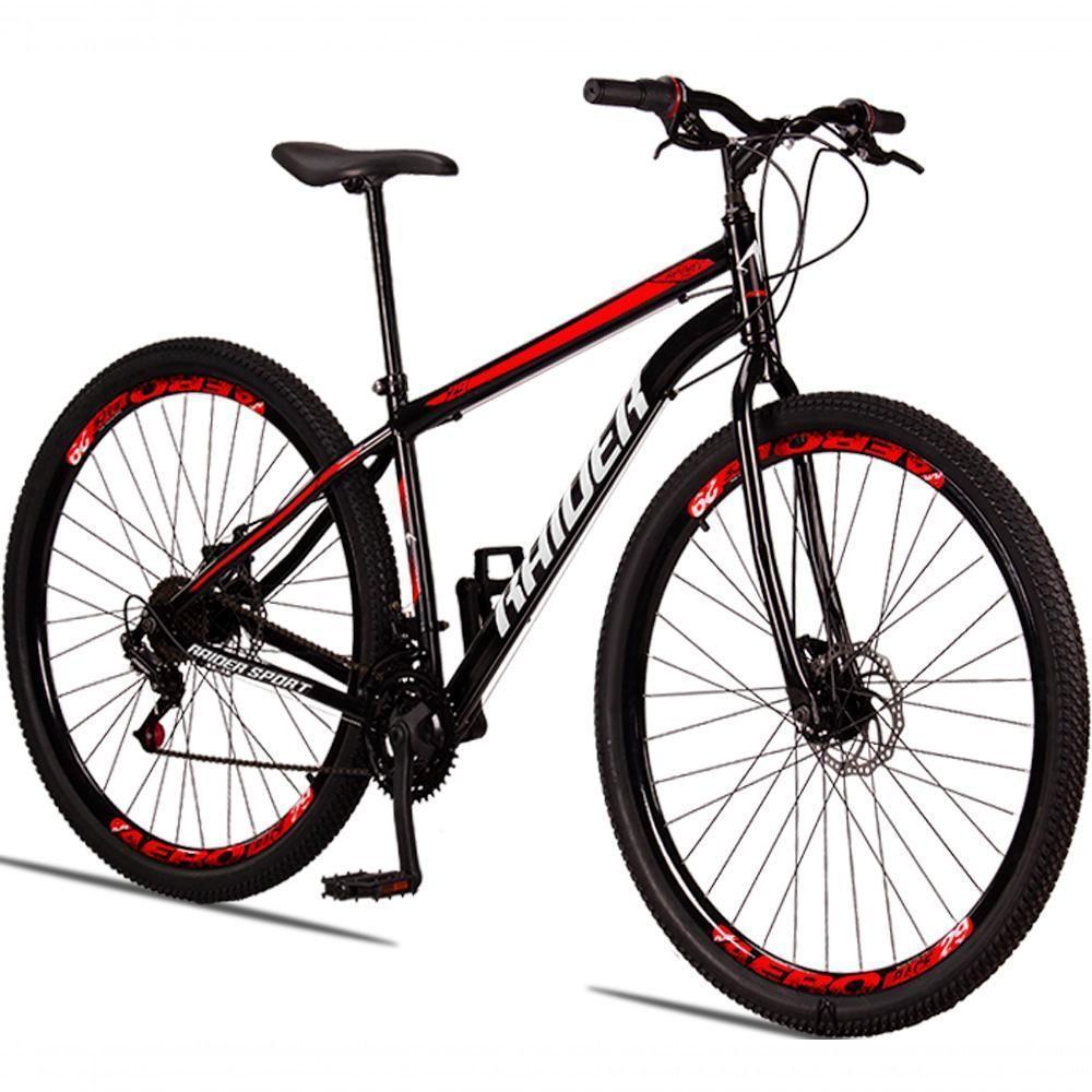 Bicicleta 29 Raider Sport Aço 21 Marchas Freio A Disco Preto+vermelho - 1