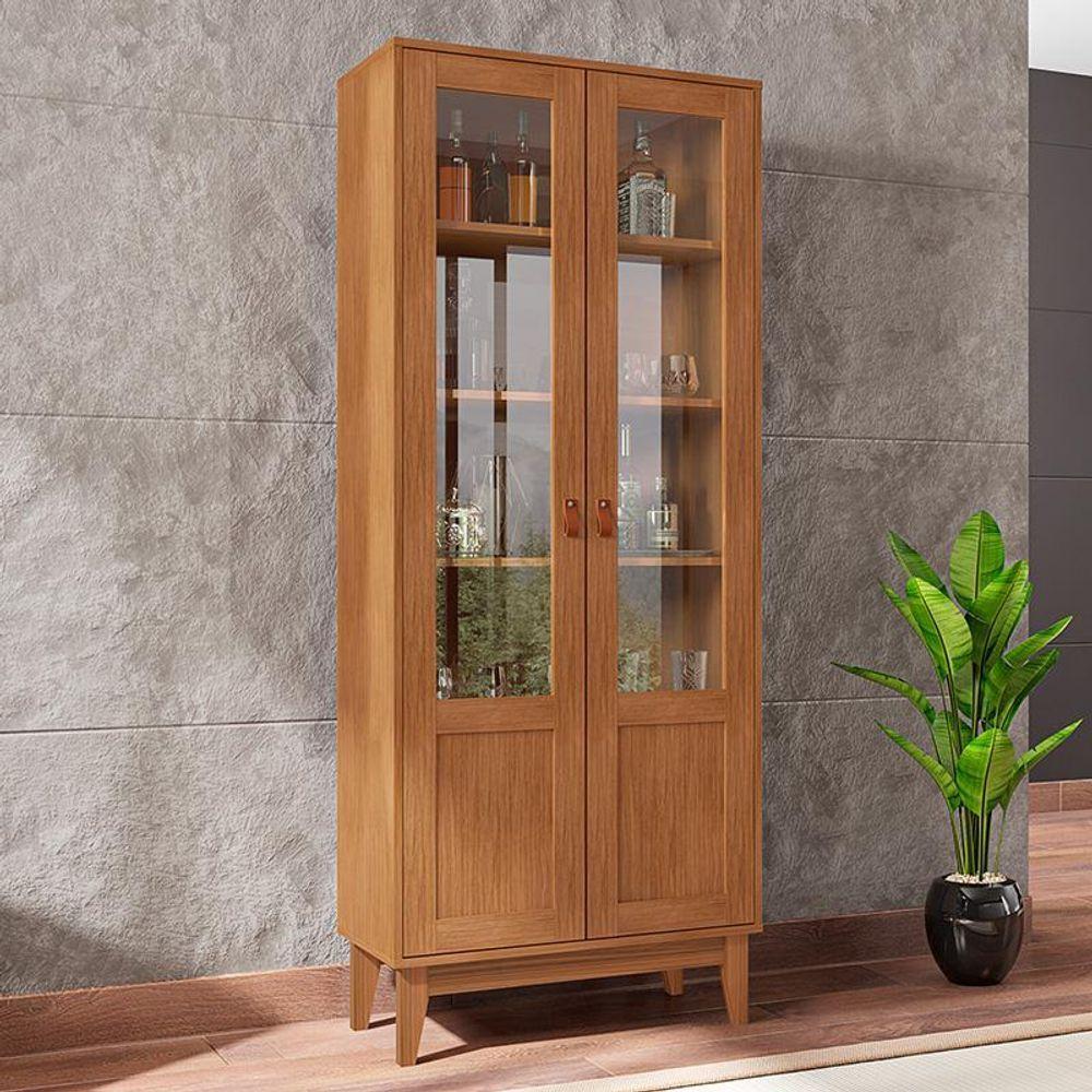 Cristaleira Lyra Sala De Estar Com Pés De Madeira Maciça Cedro Cedro - 1