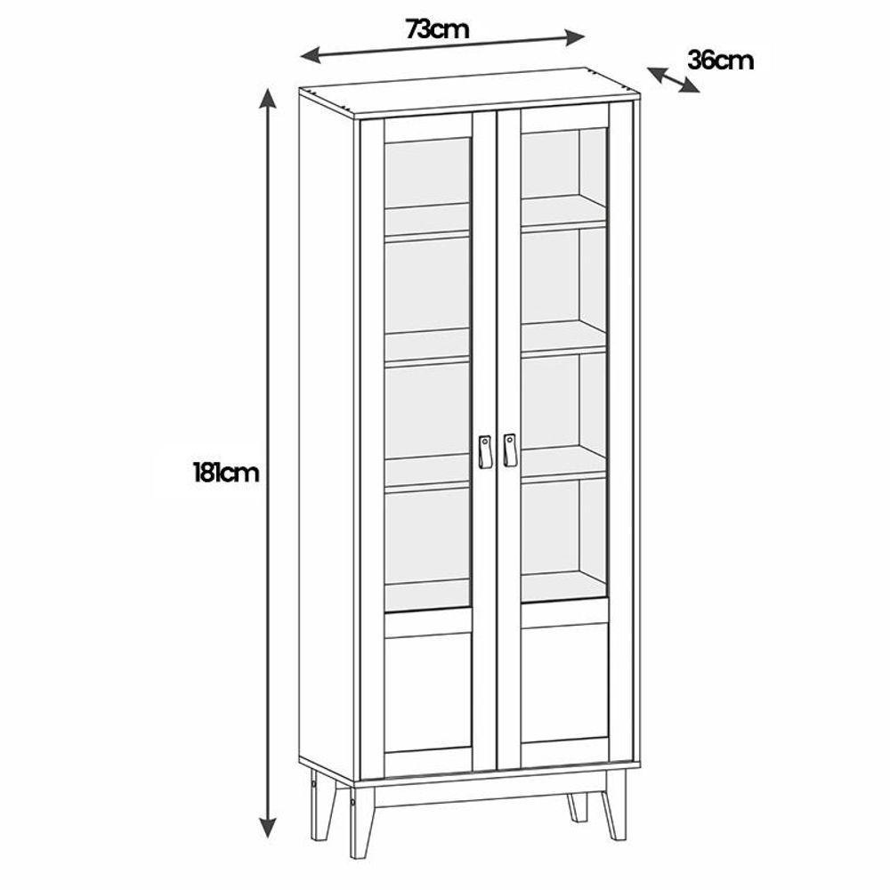 Cristaleira Lyra Sala De Estar Com Pés De Madeira Maciça Cedro Cedro - 2
