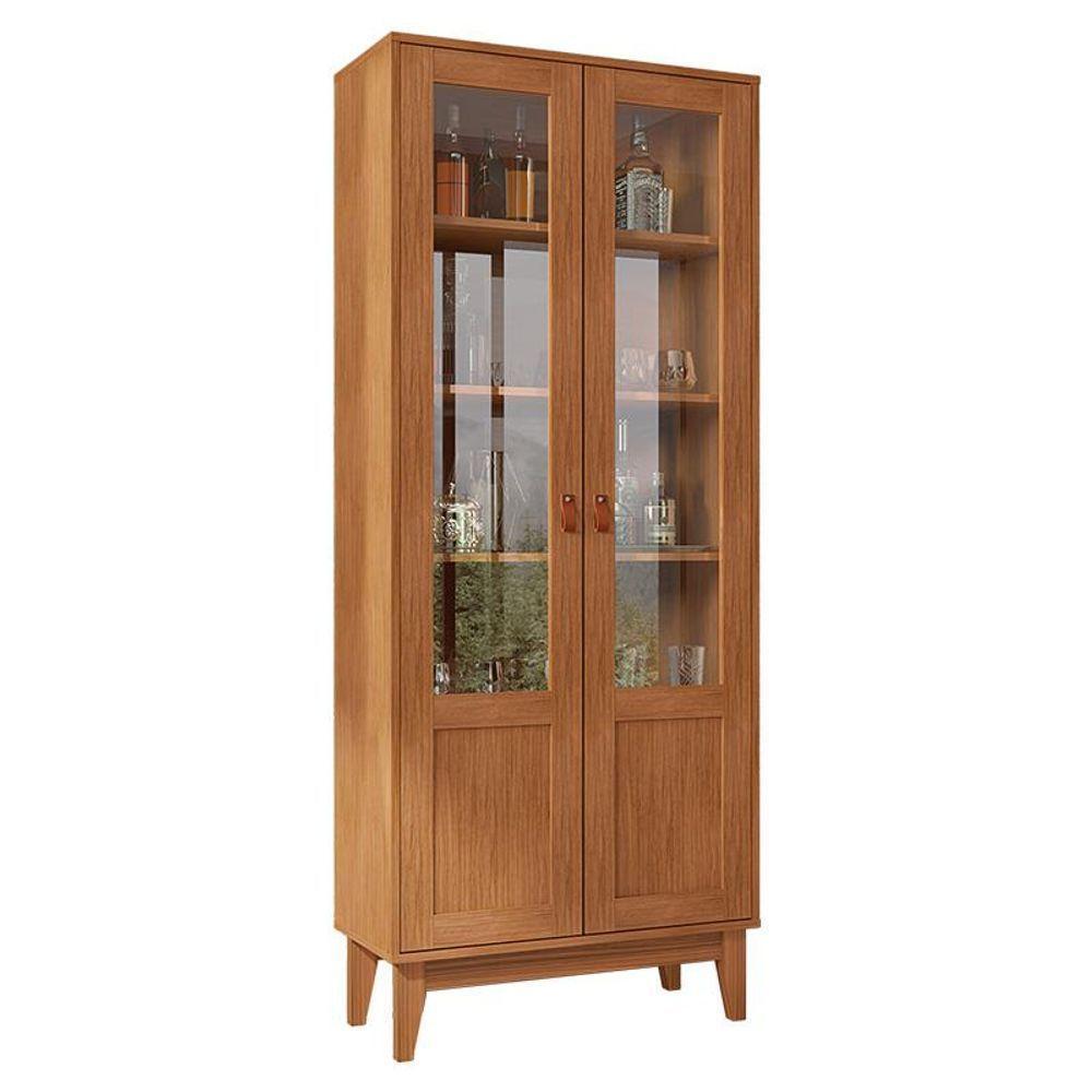 Cristaleira Lyra Sala De Estar Com Pés De Madeira Maciça Cedro Cedro - 3