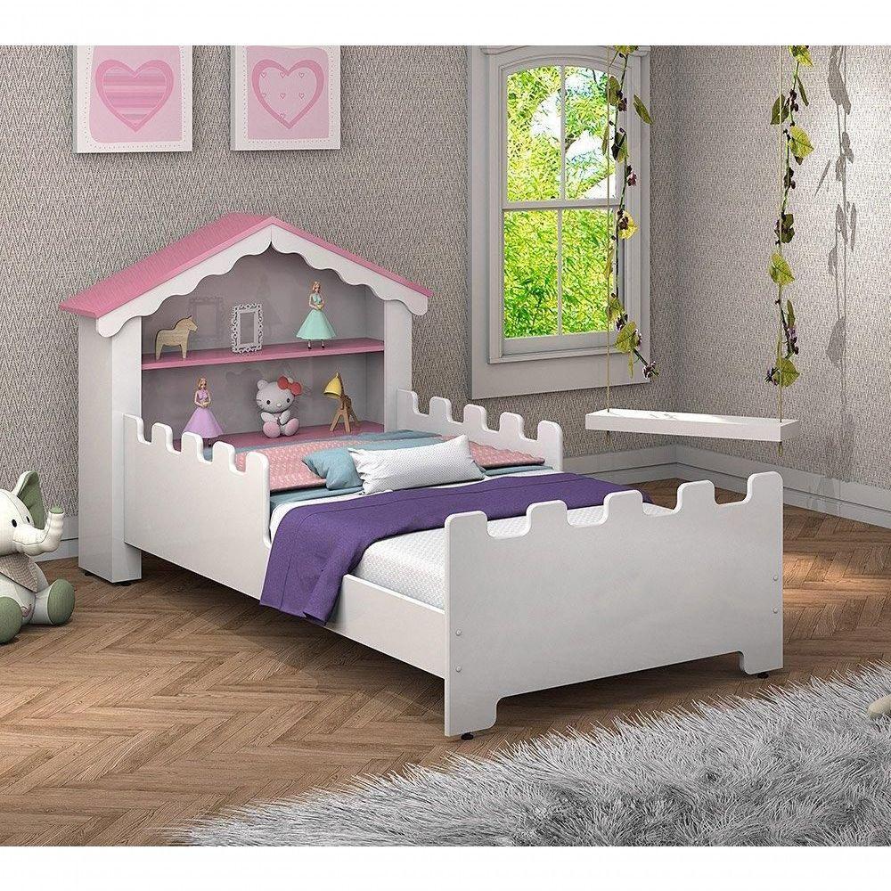 Cama Solteiro Princesa Com Colchão Branco/rosa- Vitamov - 1