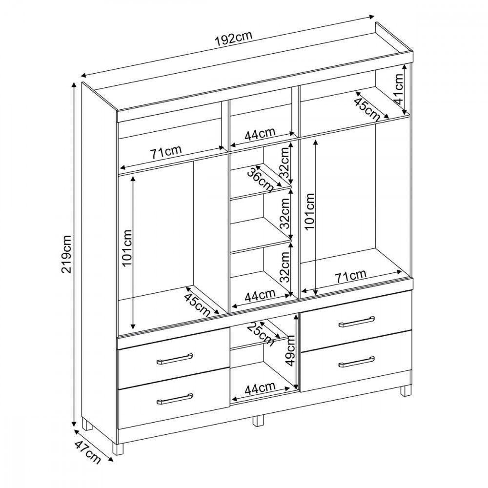 Guarda Roupa Casal 6 Portas E 4 Gavetas 64720 Amêndoa - 4