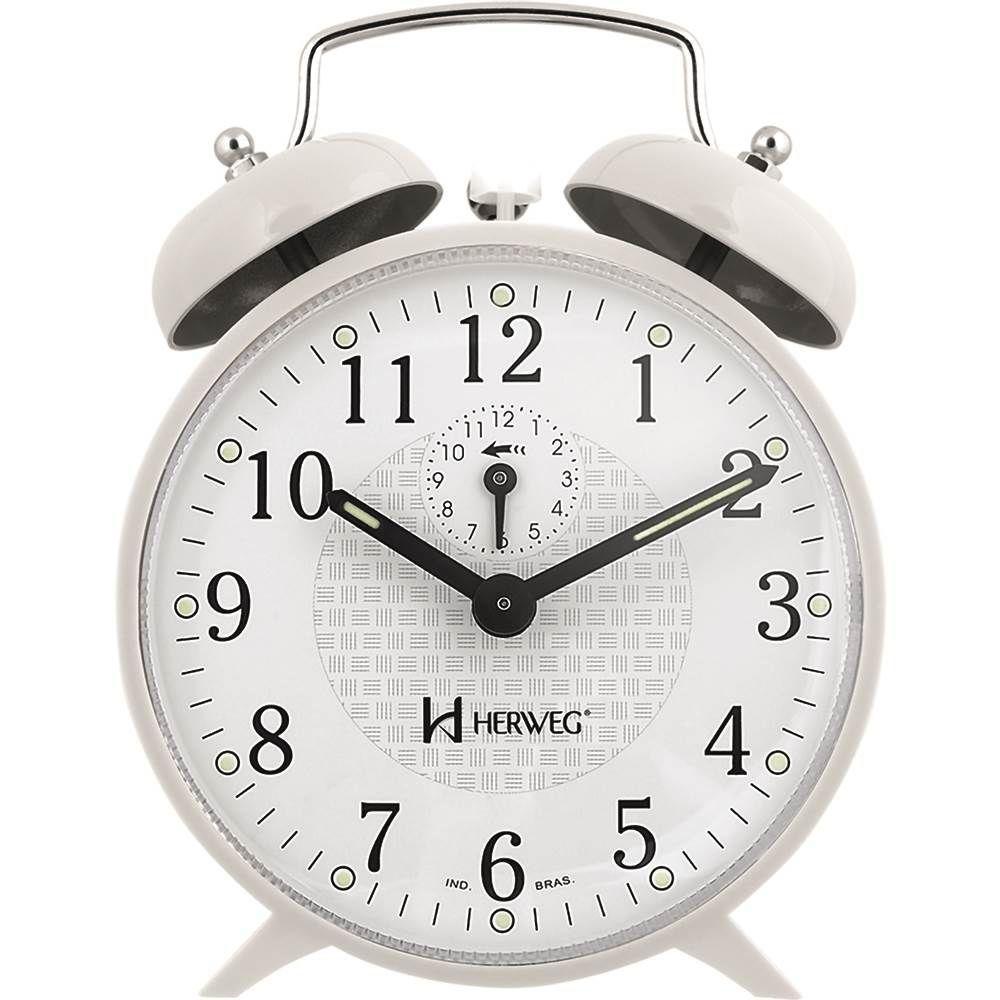Despertador Mecânico Herweg Ref: 2206-021 Branco à Corda - 1