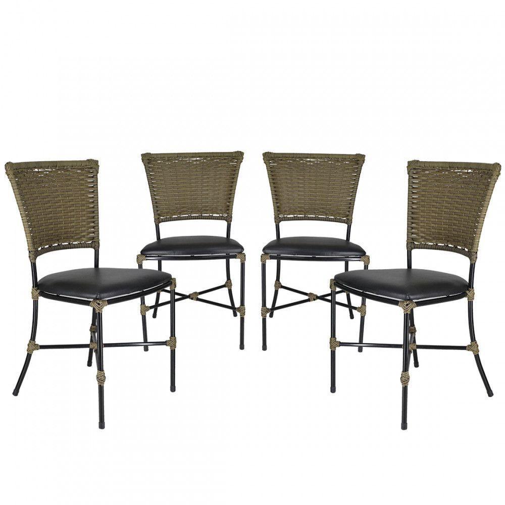 Jogo Com 4 Cadeiras Gramado Fibra Sintética Pequi Com Preto - 1