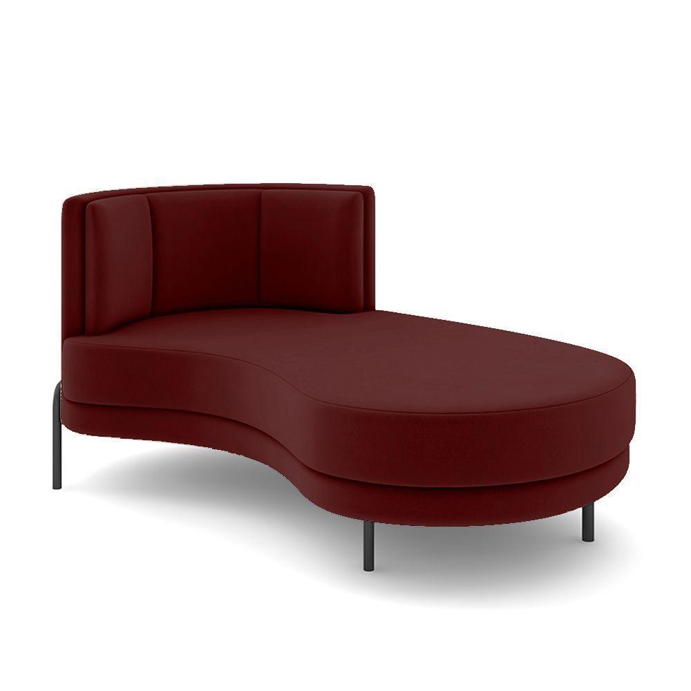 Sofá Chaise Lado Direito Downey Sala De Estar Veludo Vermelho G15 - Gran Belo - 2