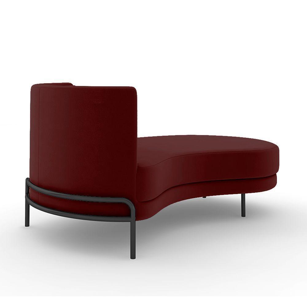 Sofá Chaise Lado Direito Downey Sala De Estar Veludo Vermelho G15 - Gran Belo - 4