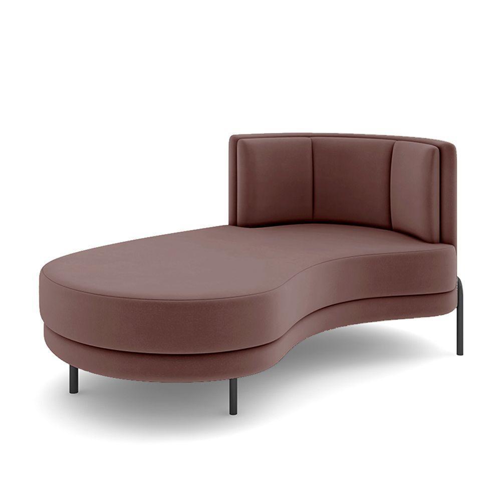 Sofá Chaise Lado Esquerdo Downey Sala De Estar Veludo Rosê G15 - Gran Belo - 3