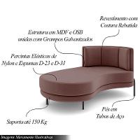 Sofá Chaise Lado Esquerdo Downey Sala De Estar Veludo Rosê G15 - Gran Belo - 5