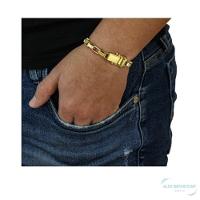 Pulseira Tijolinho Fecho Lateral Duplo 7mm Moeda Antiga