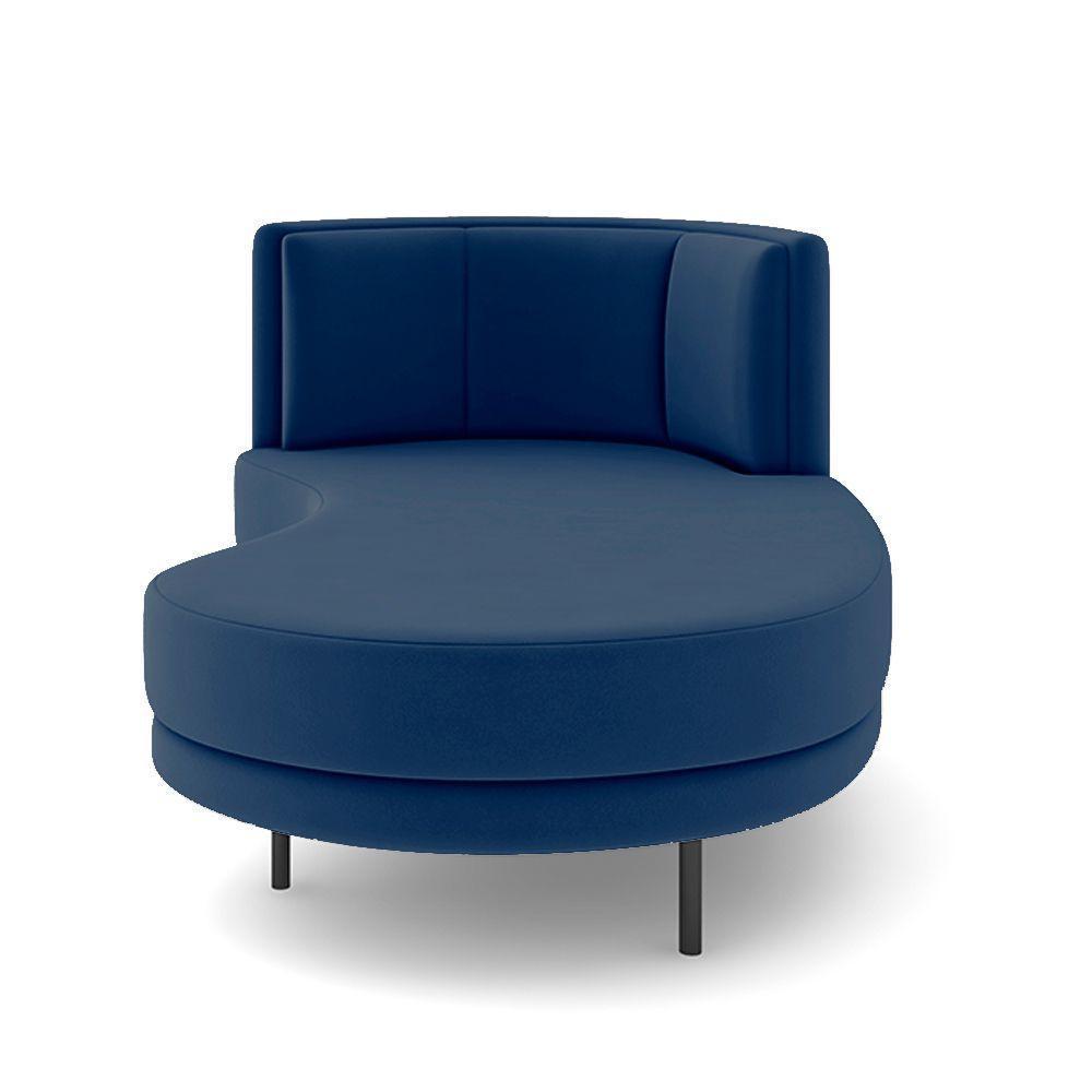 Sofá Chaise Lado Direito Downey Sala De Estar Veludo Azul G15 - Gran Belo - 5