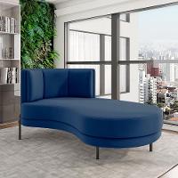 Sofá Chaise Lado Direito Downey Sala De Estar Veludo Azul G15 - Gran Belo - 1