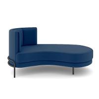 Sofá Chaise Lado Direito Downey Sala De Estar Veludo Azul G15 - Gran Belo - 6