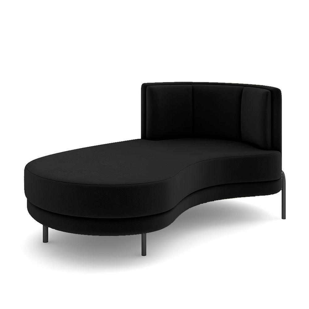 Sofá Chaise Lado Esquerdo Downey Sala De Estar Veludo Preto G15 - Gran Belo - 4