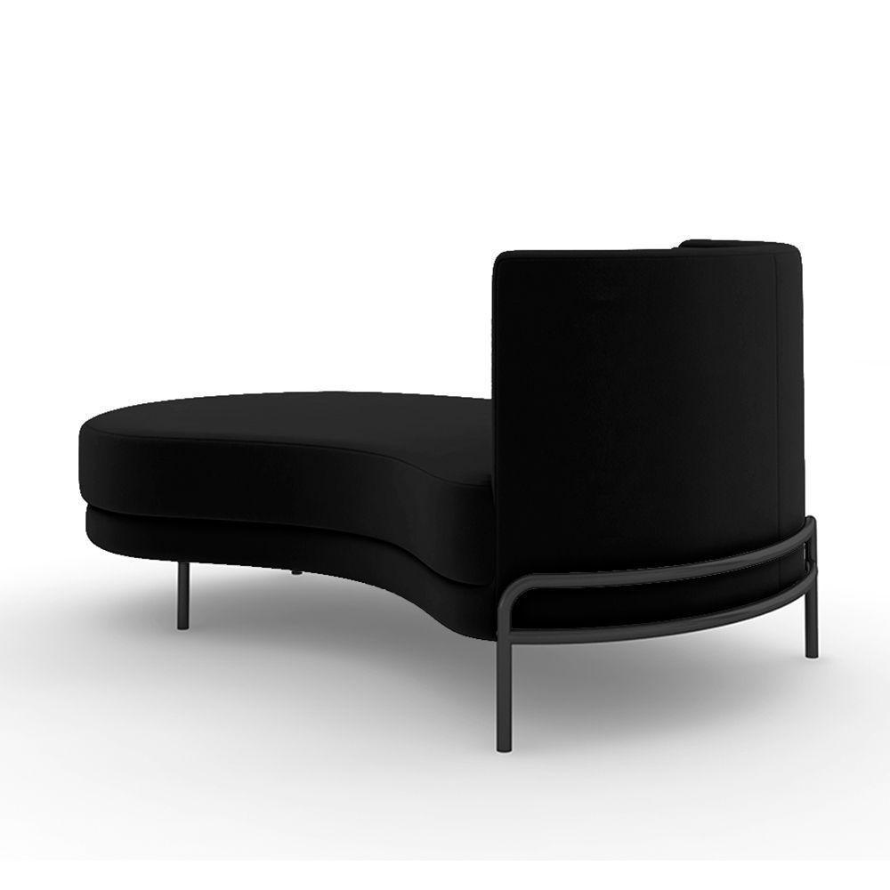 Sofá Chaise Lado Esquerdo Downey Sala De Estar Veludo Preto G15 - Gran Belo - 7