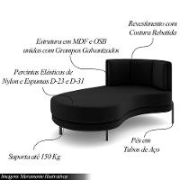 Sofá Chaise Lado Esquerdo Downey Sala De Estar Veludo Preto G15 - Gran Belo - 2