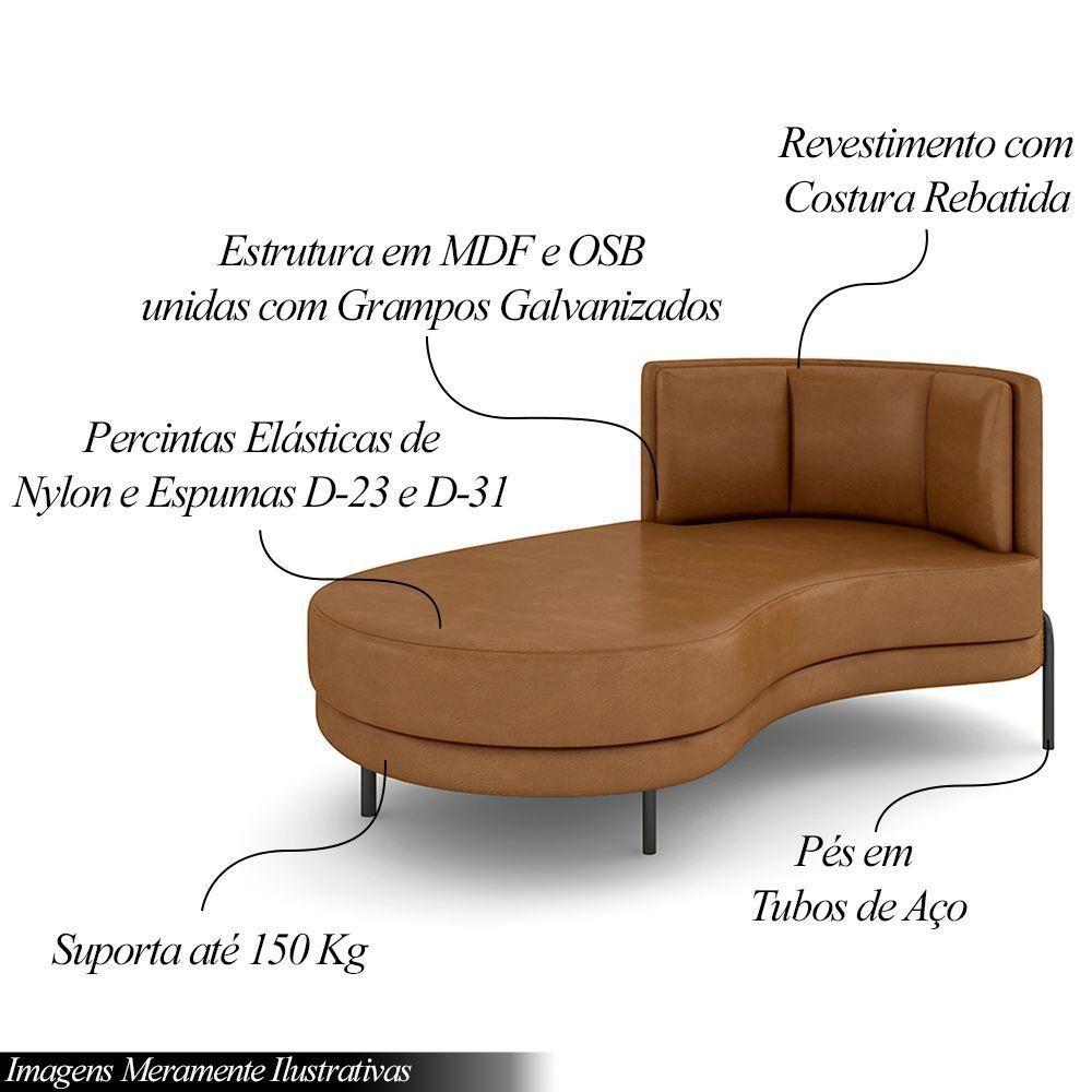 Sofá Chaise Lado Esquerdo Downey Sala De Estar Pu Whisky G15 - Gran Belo - 2