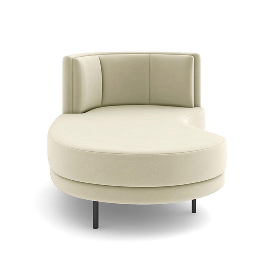 Sofá Chaise Lado Esquerdo Downey Sala De Estar Veludo Bege G15 - Gran Belo - 2