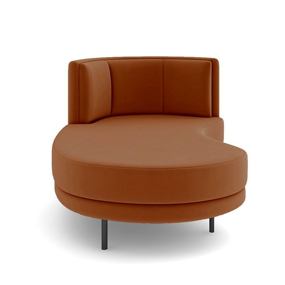 Sofá Chaise Lado Esquerdo Downey Sala De Estar Veludo Terracota G15 - Gran Belo - 3