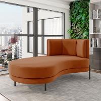 Sofá Chaise Lado Esquerdo Downey Sala De Estar Veludo Terracota G15 - Gran Belo - 1