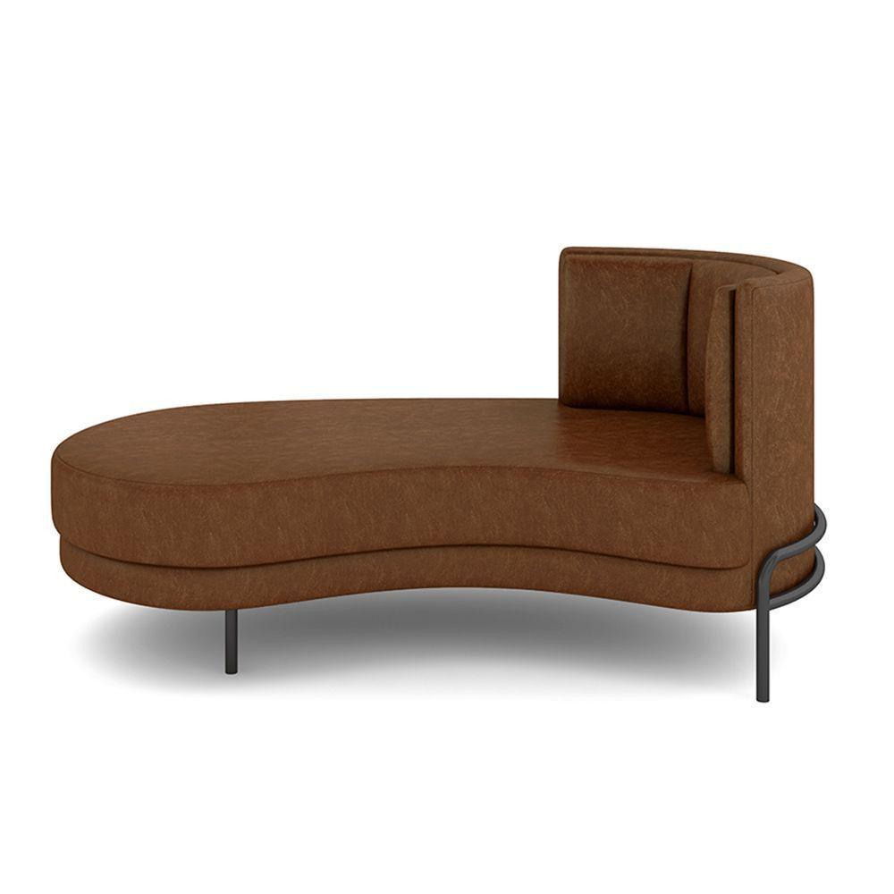 Sofá Chaise Lado Esquerdo Downey Sala De Estar Pu Marrom G15 - Gran Belo - 3