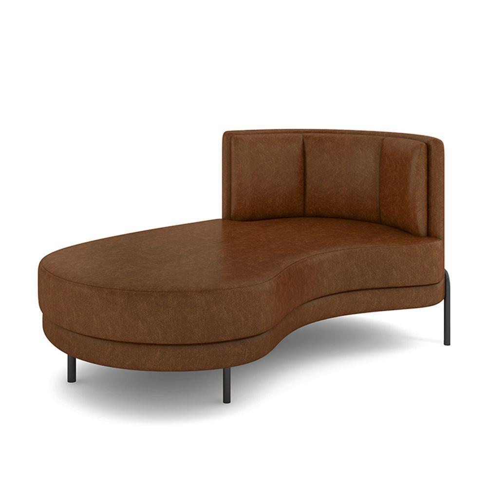 Sofá Chaise Lado Esquerdo Downey Sala De Estar Pu Marrom G15 - Gran Belo - 4